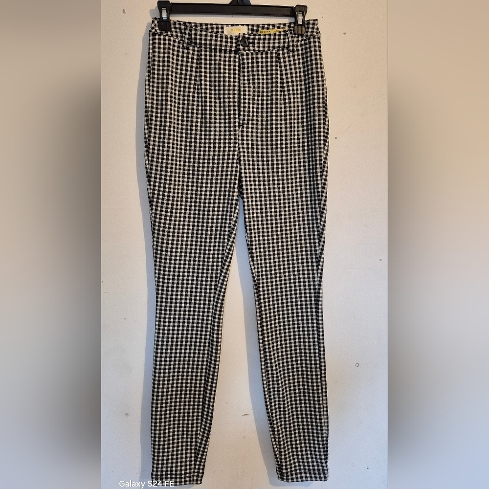 Maeve Black and White Checkered Pants